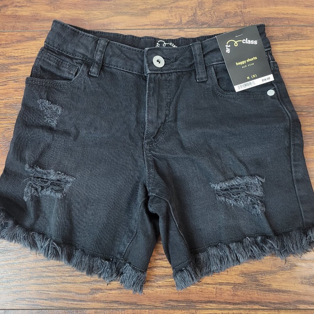 ART CLASS Black Distressed Baggy Denim Shorts sz M 8 NWT Spring Summer Skater